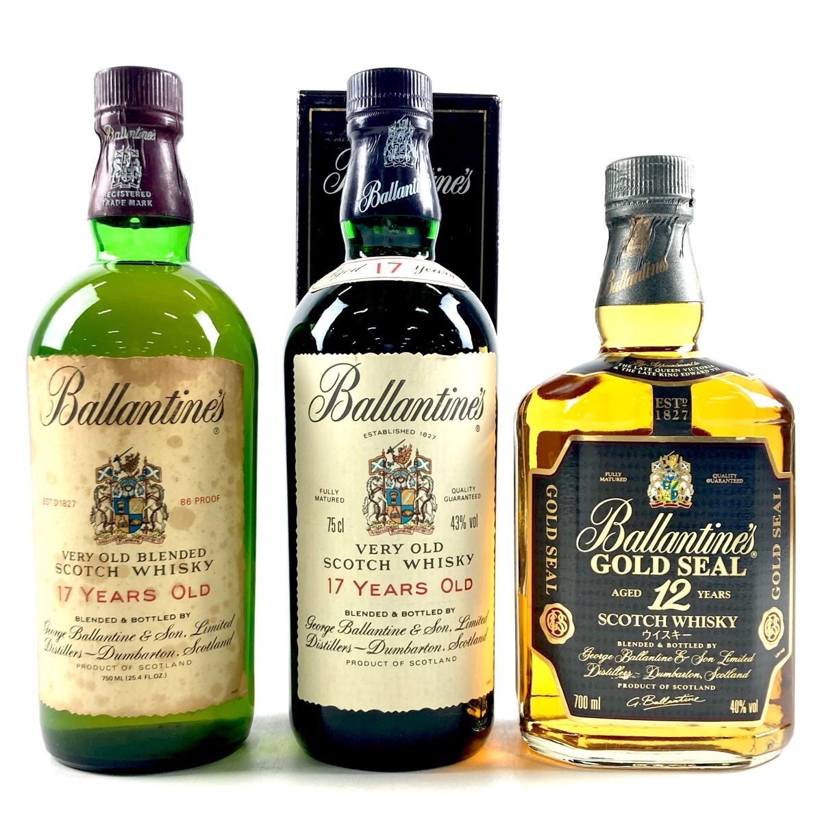 3本 バランタイン Ballantines 17年 12年 オファー ゴールド