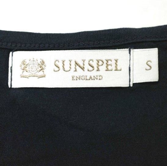 SUNSPEL サンスペル イギリス製 ソリッドUネックTシャツ S ネイビー 半袖 カットソー トップス g17945