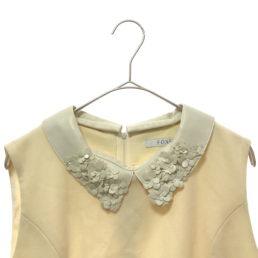 FOXEY (フォクシー) レザーフラワーモチーフカラー ノースリーブ