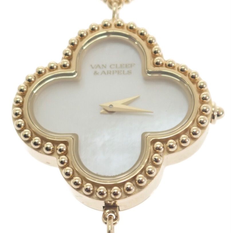 Van Cleef &amp; Arpels ヴァンクリーフ＆アーペル VCARO4HR00 アルハンブラ 腕時計 K18WG 革 レディース [中古] Van Cleef & Arpels - ヴァンクリーフ＆アーペル Van Cleef & Arpels