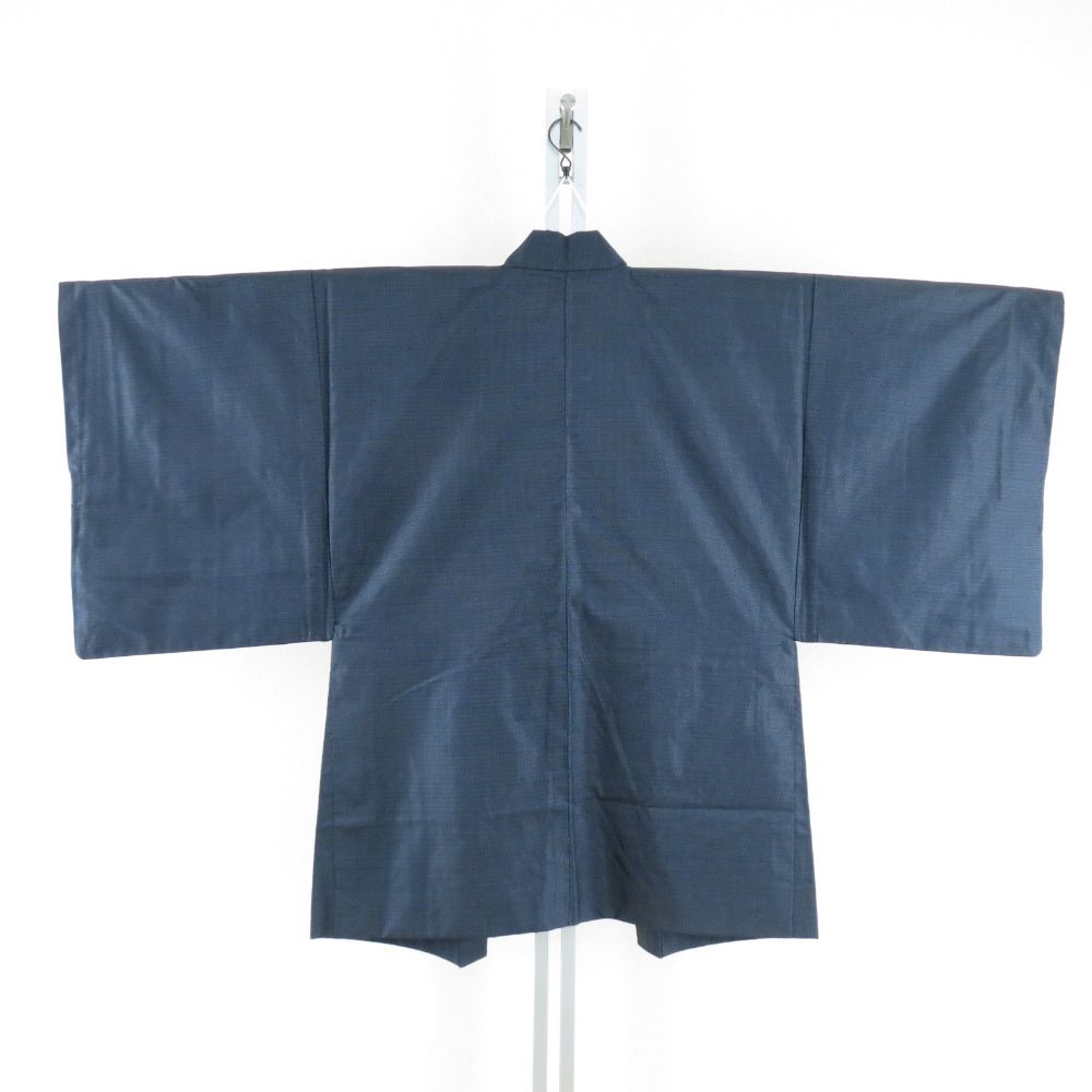 男着物 紬 亀甲 アンサンブル 袷 紺色 正絹 男性用きもの メンズ