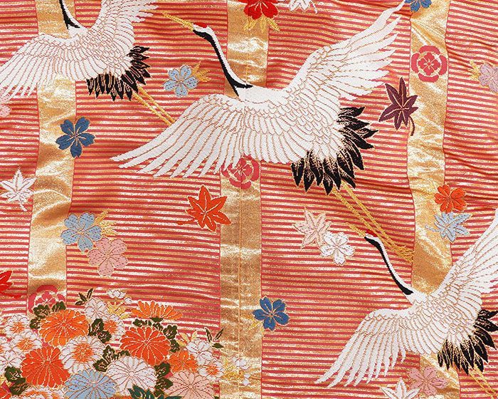 平和屋着物●極上　青山みとも　振袖　型染め　花鳥雪輪文　たとう紙・風呂敷付き　正絹　逸品　CAAU9752vf 平和屋着物○極上 青山みとも 振袖 型染め 花鳥雪輪文 たとう