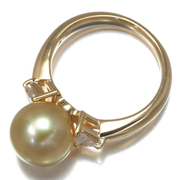 TASAKI タサキ K18YG イエローゴールド パール9.8mm ダイヤ0.23ct
