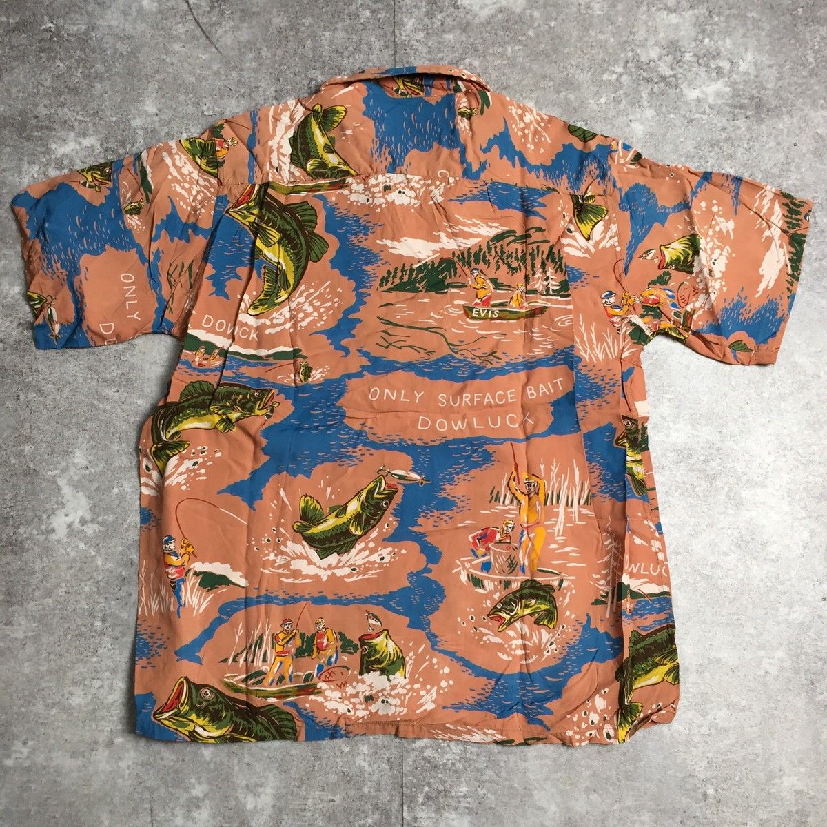 EVISU エヴィス 道楽 ブラックバス アロハシャツ 開襟 総柄 ハワイアン