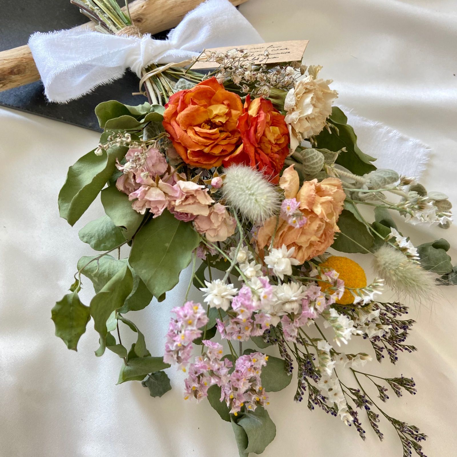 ドライフラワーꕤ︎︎縦長ガーランドBIGꕤ︎︎スプレーバラと小花