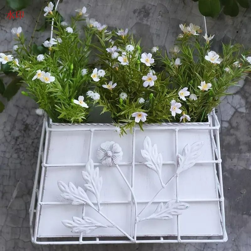 プランター ハンキング ヴィンテージ調 アイアン バッグ ハンドバッグ グリーン ホワイト 鉄 バスケット ガーデニング 雑貨 ガーデン雑貨 ガーデンインテリア ガーデン インテリア 庭の装飾 お洒落