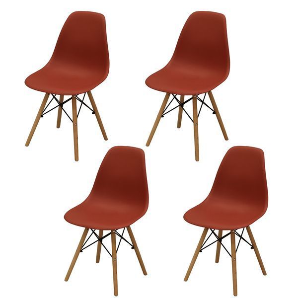 シェルチェア4脚セット レッド 組立品 代引不可