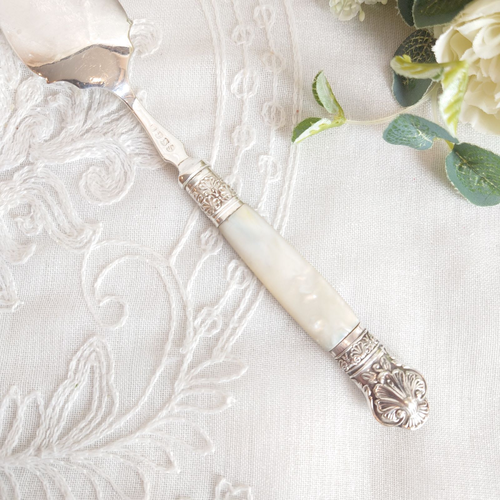 イギリス　ジャムスプーン　白蝶貝　マザーオブパール イギリス ジャムスプーン 白蝶貝 マザーオブパール シルバープレート