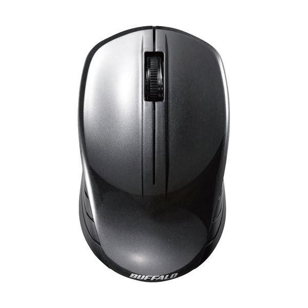 (まとめ）バッファロー 無線 BlueLED3ボタン スタンダードマウス ブラック BSMBW107BK 1セット(3個)〔×3セット〕