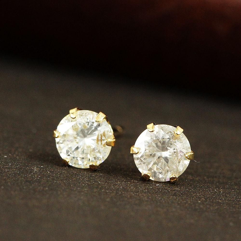 K18 天然ダイヤモンド4本爪ピアス 計0.6ct