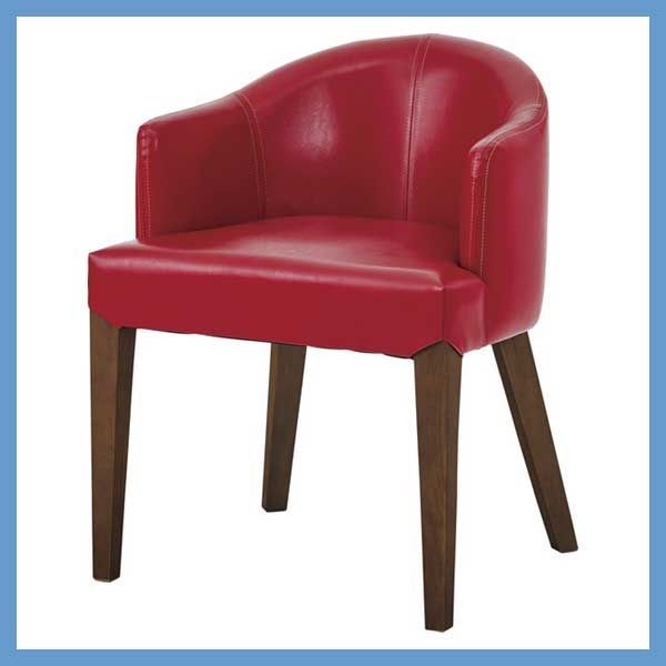 ソフトレザーと天然木 アッシュ のダイニングソファチェア ウィービングベルト W55×D53×H72×SH44cm No.55 レッド