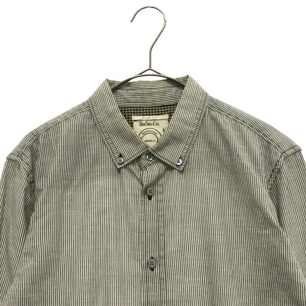 DIESEL (ディーゼル) ボタンダウンストライプシャツ ホワイト