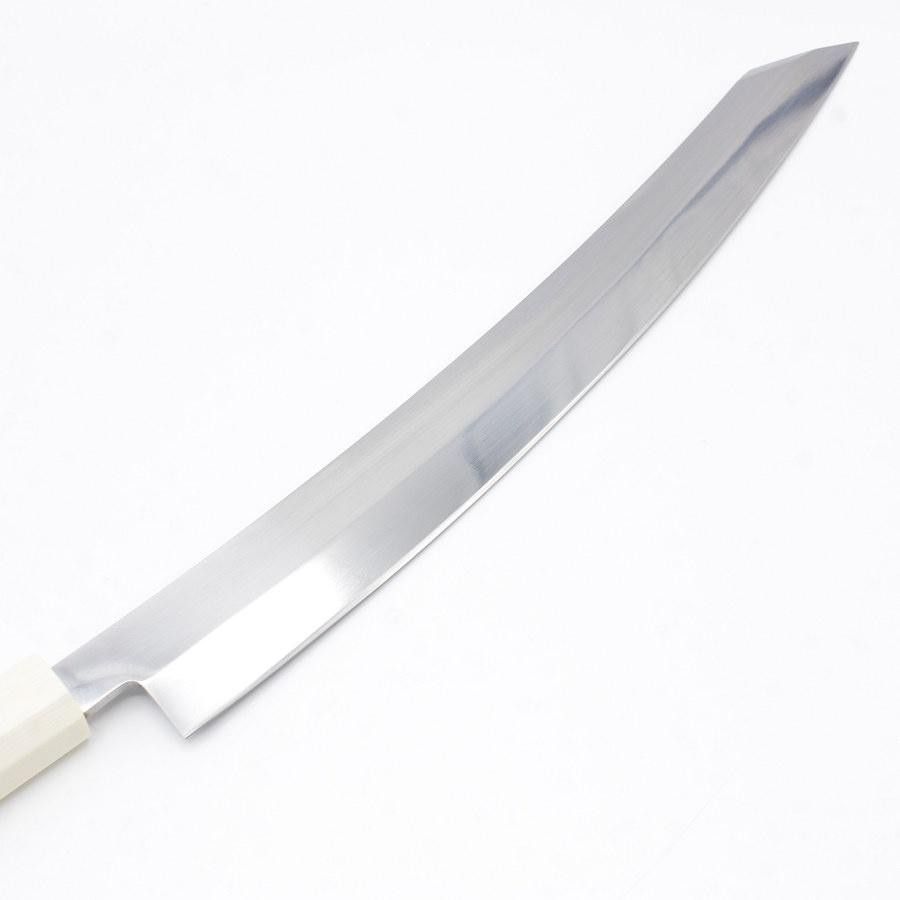 三段純銀巻 人工象牙 柳刃300 黒檀八角柄 柳刃尺 手作り 包丁柄