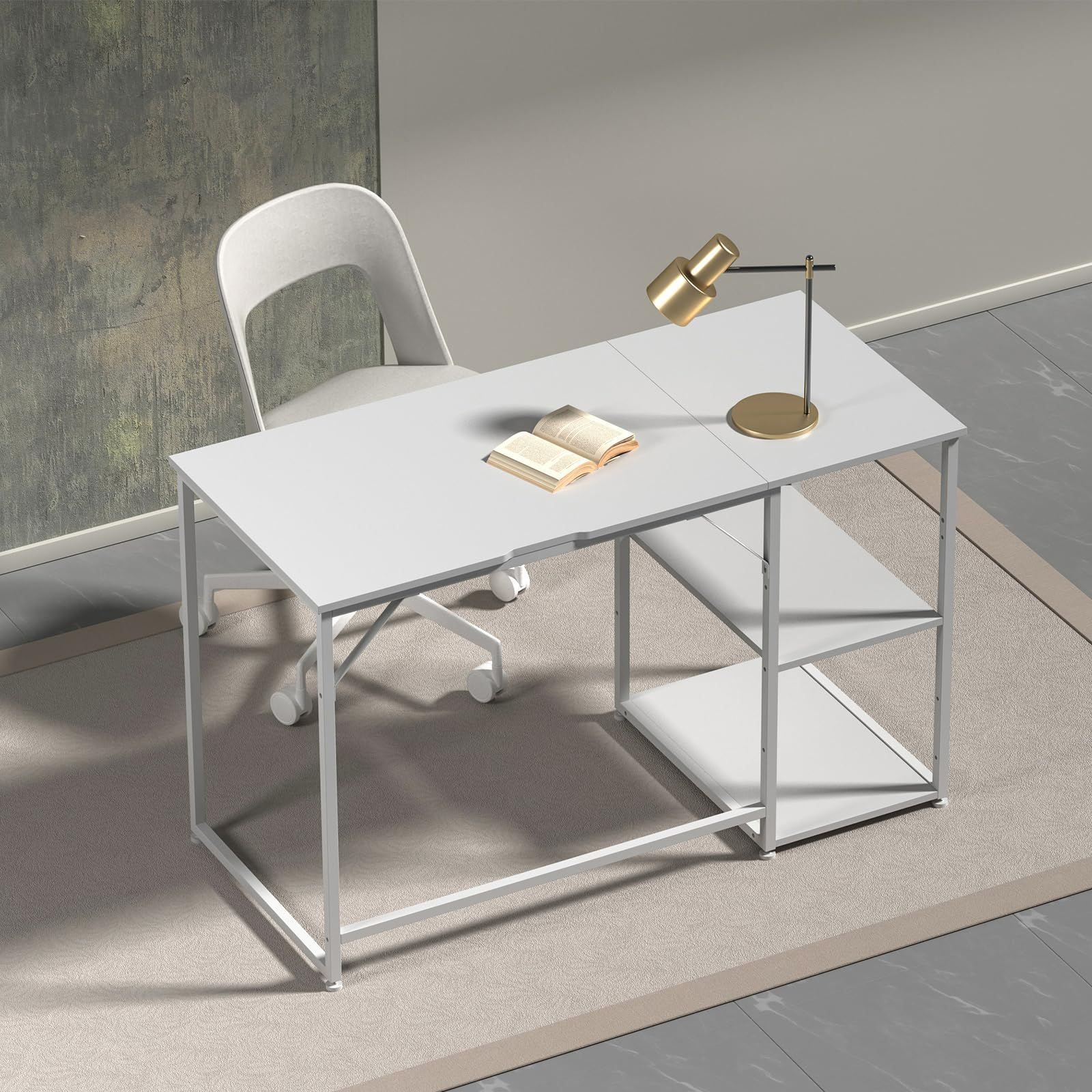 在庫処分】SZ122BS 白い 幅120*奥行55cm table パソコンラック