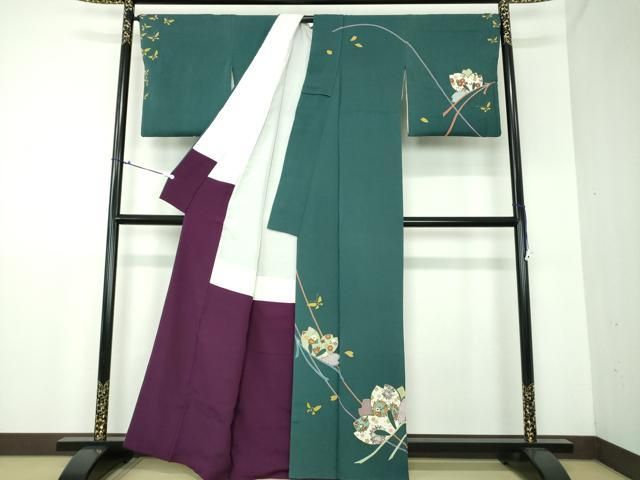 平和屋着物●訪問着　作家物　駒刺繍　花おとぎ　舞桜　舞蝶吹き寄せ花文　金彩　正絹　逸品　DAAX4691ps 平和屋着物○訪問着 作家物 駒刺繍 花おとぎ 舞桜 舞蝶吹き寄せ花文