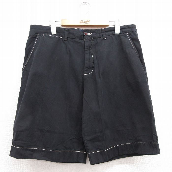 W36/古着 トミーヒルフィガー ショート ブランド チノ パンツ ショーツ チノパン メンズ コットン 黒 ブラック 24mar30 中古 ボトムス 短パ