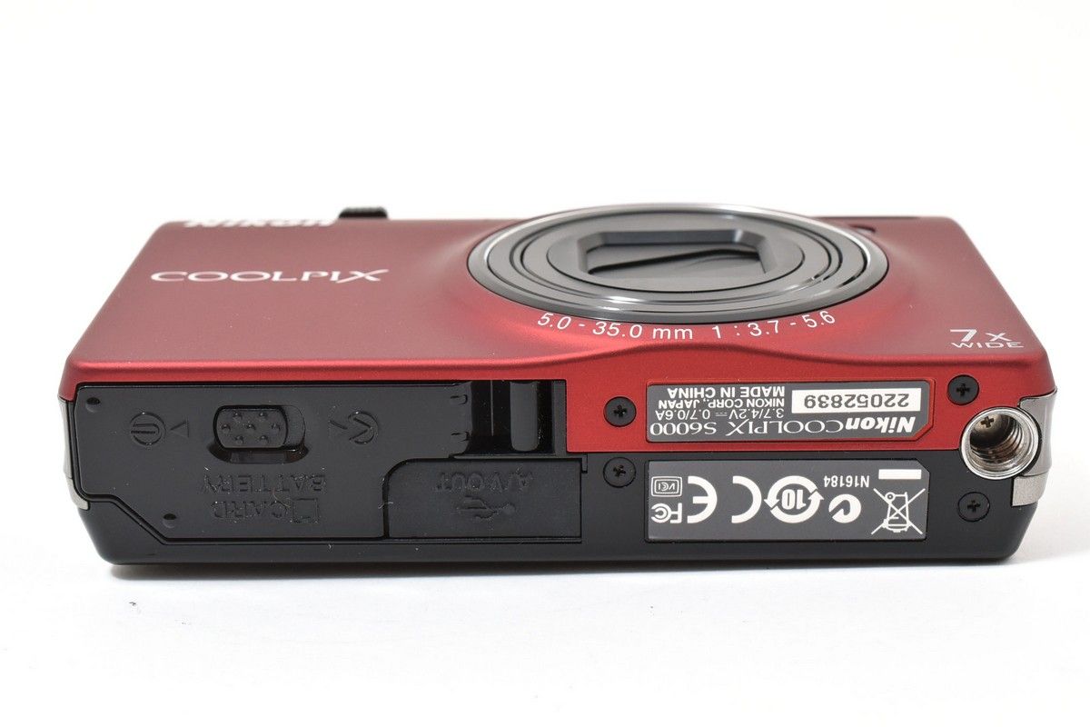 美品】Nikon COOLPIX S6000 人気 フラッシュレッド デジタルカメラ