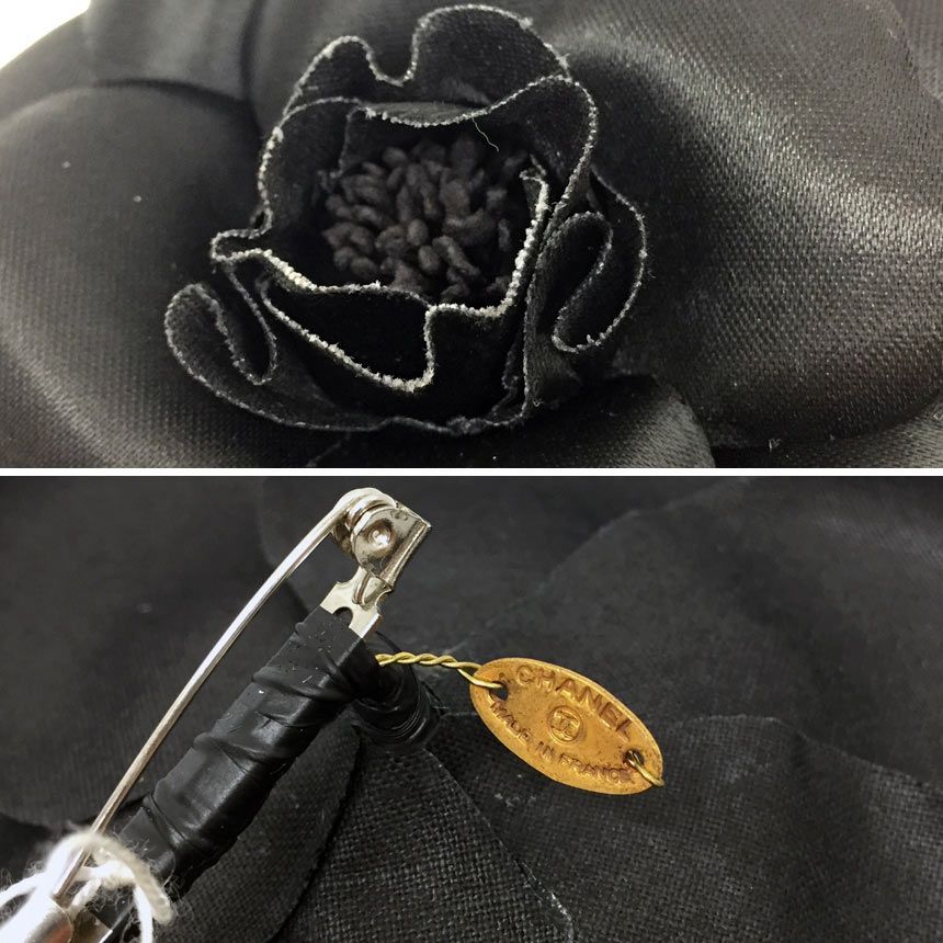 CHANEL カメリア コサージュ ブローチ シャネル レザー ブラック 黒 シャネル CHANEL カメリア コサージュ ブローチ 花 ブラック 黒
