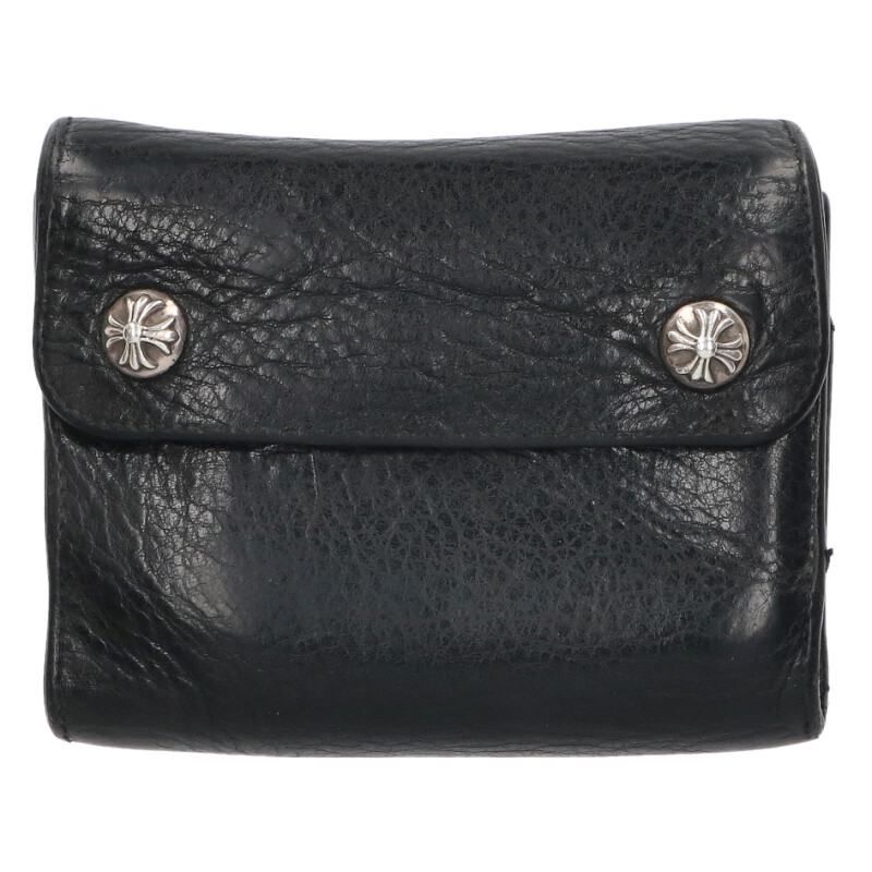 クロムハーツ WAVE MINI クロスボールボタンレザーウォレット財布 メンズ