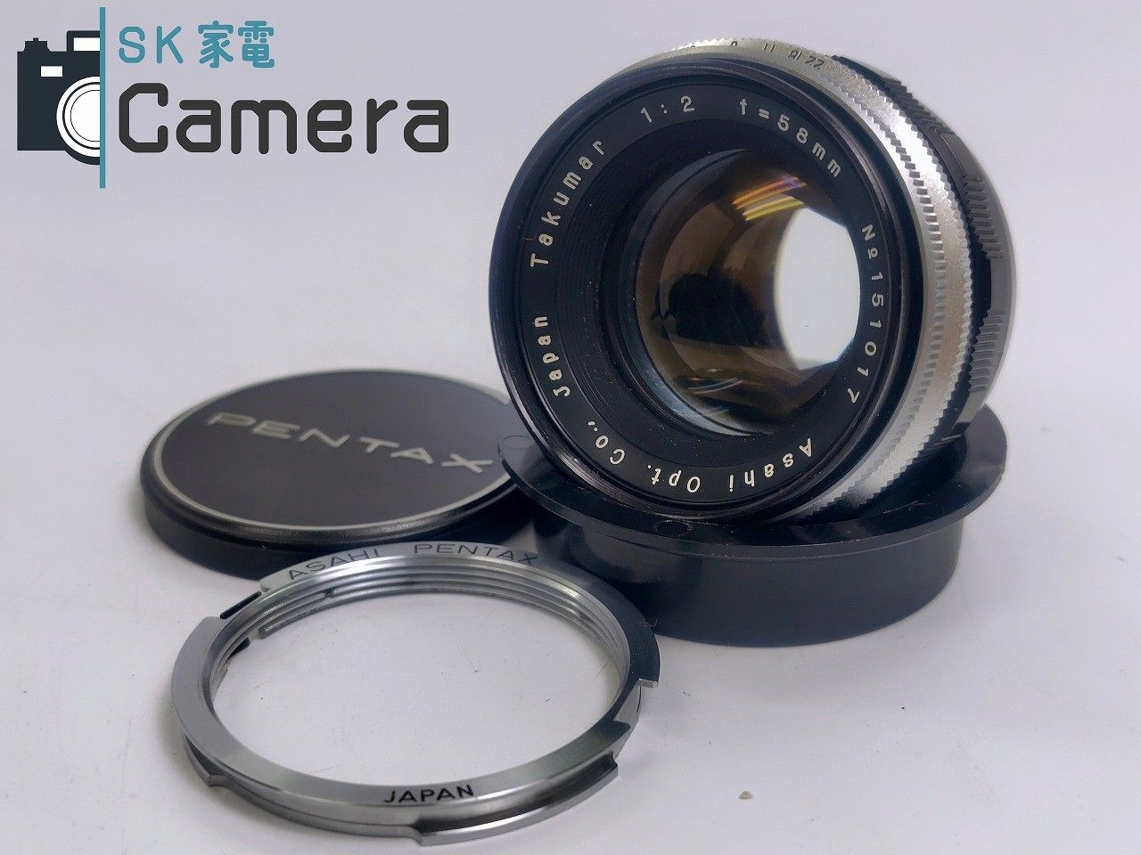 PENTAX - 【中古】 Asahi Takumar 58ｍｍ F2 M42 + ペンタックス Kマウントアダプター 付 アサヒ PENTAX 中古】 Asahi Takumar 58mm F2 M42 + ペンタックス Kマウント