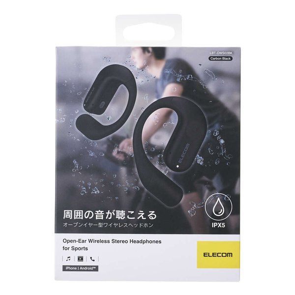 Bluetoothイヤホン|完全ワイヤレス|オープンイヤー型|IPX5|ブラック LBT-OWS02BK