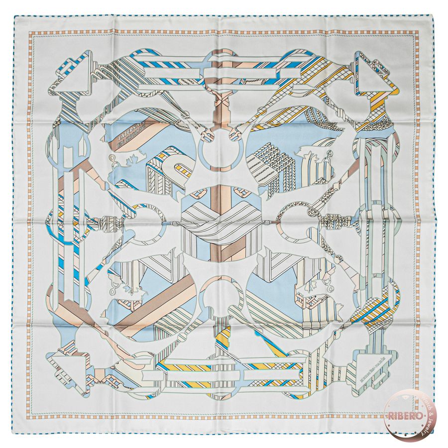 HERMES エルメス カレ90 Double Face Tatersale en Zigzag ダブル 