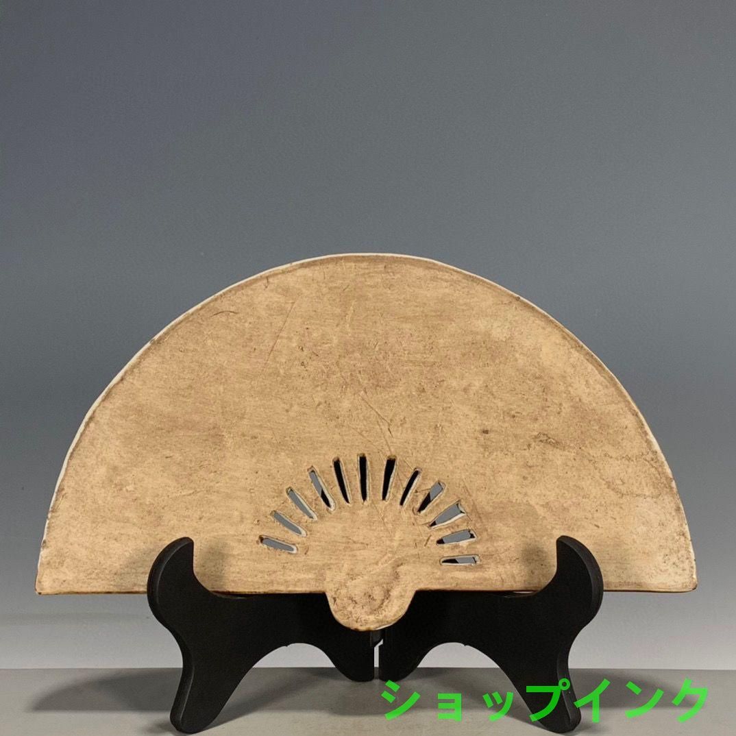民国時代パステル色山水磁器扇置物 景徳鎮 陶磁器 装飾品 現代