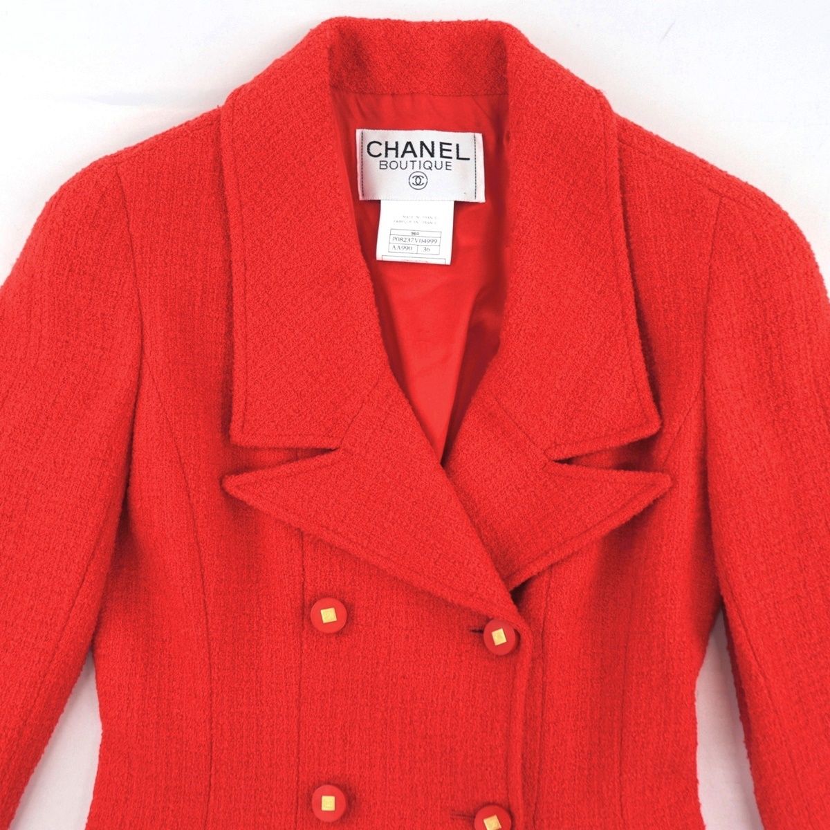 CHANEL シャネル ジャケット レディース36 レッド ツイード シルク 