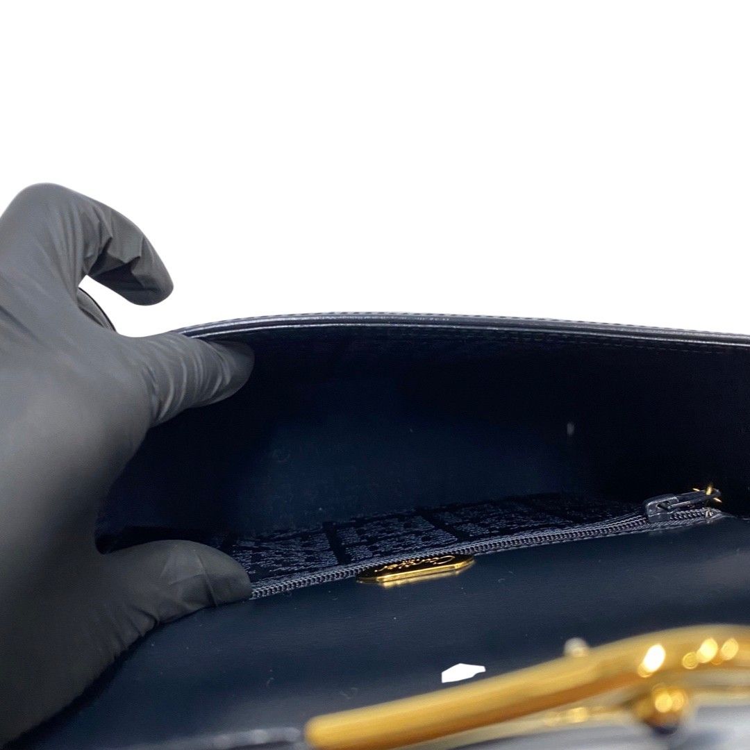 極 美品 CARTIER カルティエ ヴィンテージ サファイアライン カーフレザー 本革 ハンドバッグ ミニ トートバッグ ネイビー 28192