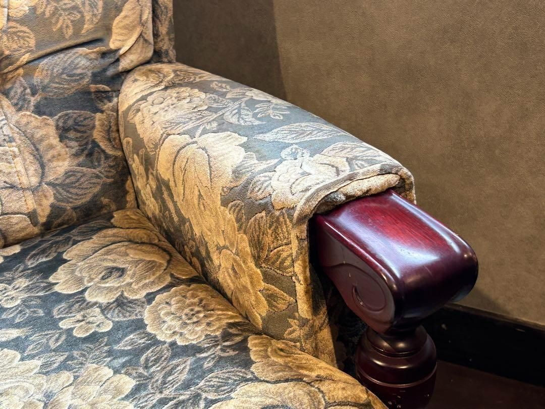 左側　金華山織　ベロア生地　ヴィンテージ　ソファ　アンティーク　レトロ　IZ 左側 金華山織 ベロア生地 ヴィンテージ ソファ アンティーク