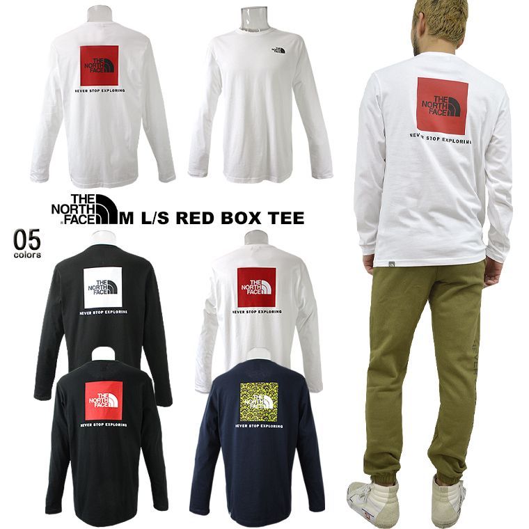 海外限定 THE NORTH FACE ノースフェイス L/S RED BOX TEE 国内発送 ロングスリーブレッドボックスTシャツ EUモデル アメカジ  ロンT ユニセックス 男女兼用 TNF WHITE/TNF BLACK TNF BLACK