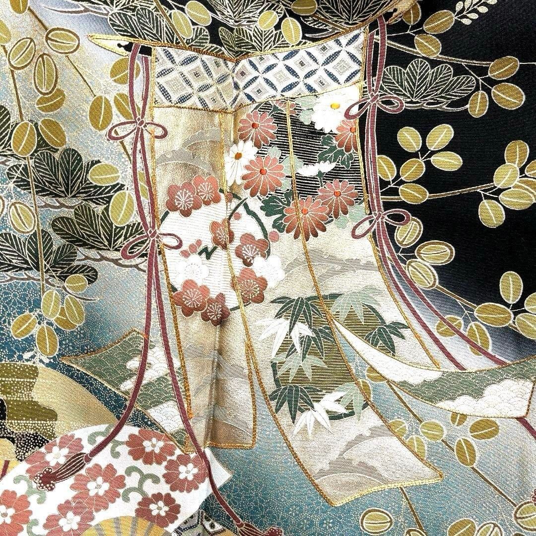 未着用 作家もの 黒留袖 金駒刺繍 刺繍 松竹梅 金彩 着物 083a u