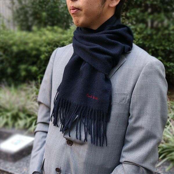 ポールスミス PAUL SMITH ポールスミス マフラー メンズ レディース ロゴ ネイビー 人気 ブランド おしゃれ 誕生日 記念 プレゼント ギフト 送料無料