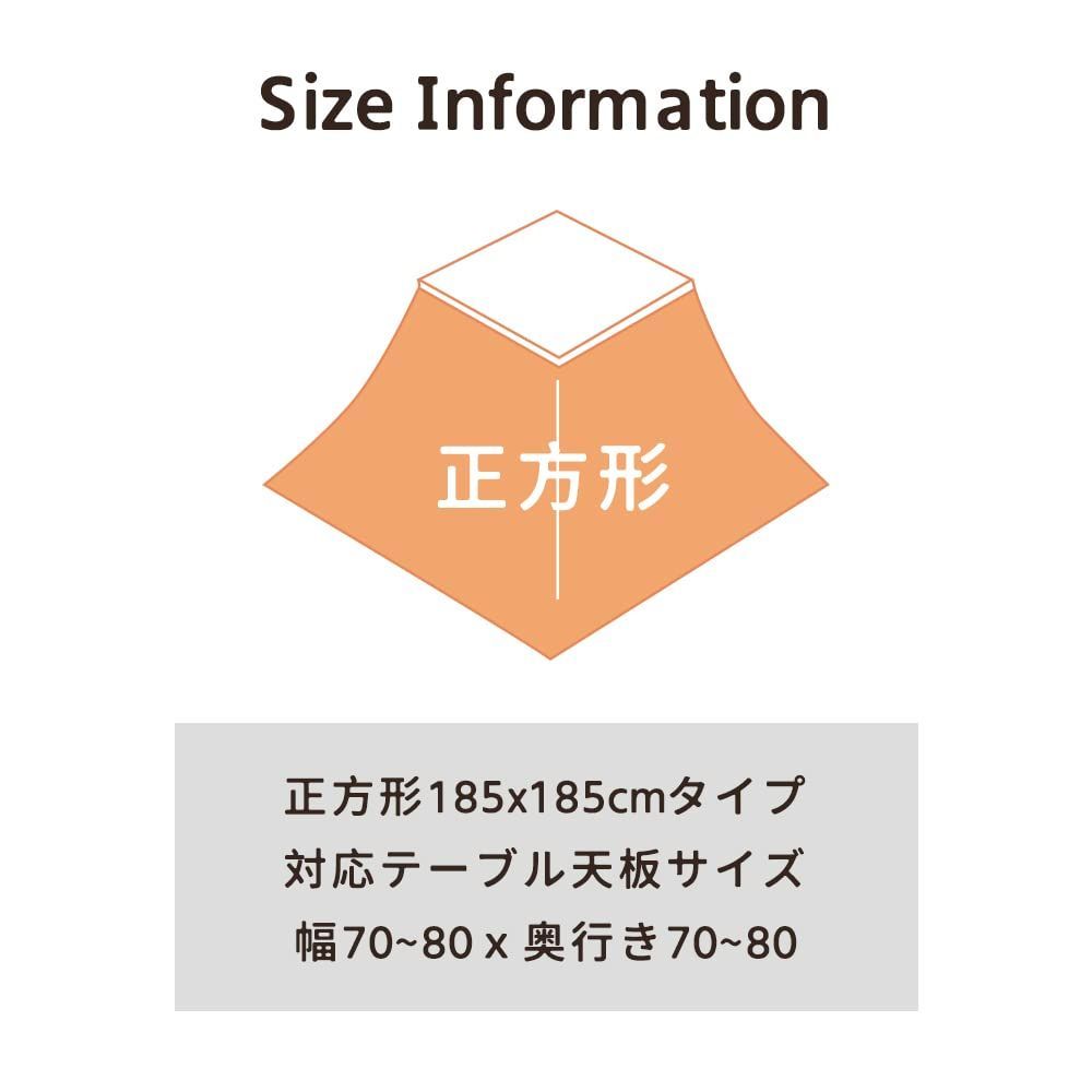 Peto-Raifuこたつ布団 こたつ厚掛け布団 掛け布団単品 正方形 リバーシブル 両面使える なめらか フランネル素材 発熱綿使用 保温性 丸洗いOK 毛抜けない 動物柄 ネイビー 185×185cm