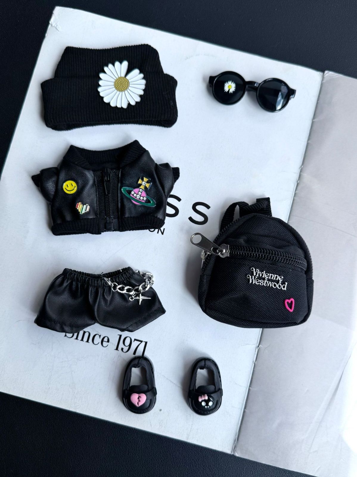 G-dragon着用衣装風 Labubu着せ替え GD G-DRAGON Labubu Gdragon コスチューム ぬい服 ジヨン 革