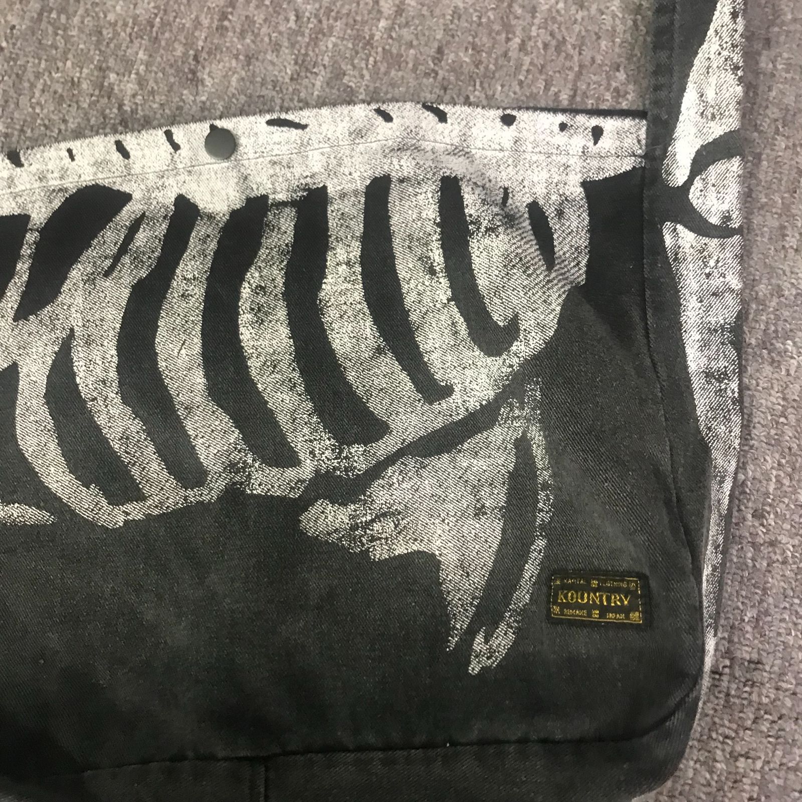 14ozブラックデニム BOOK BAG（BONE pt） - ショルダーバッグ