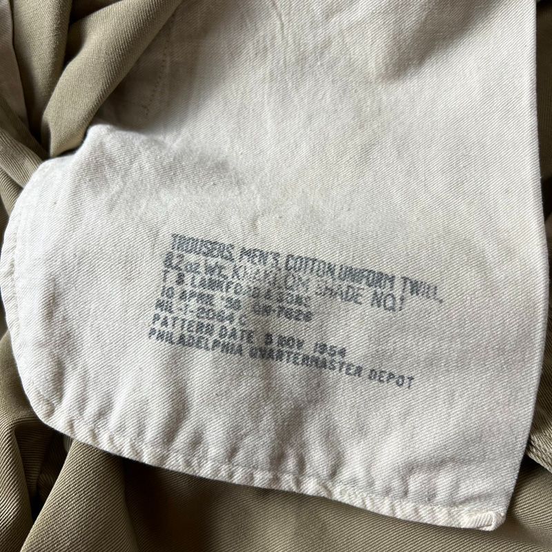 50s US ARMY 米軍実物 ノータック コットン チノ パンツ 34 29