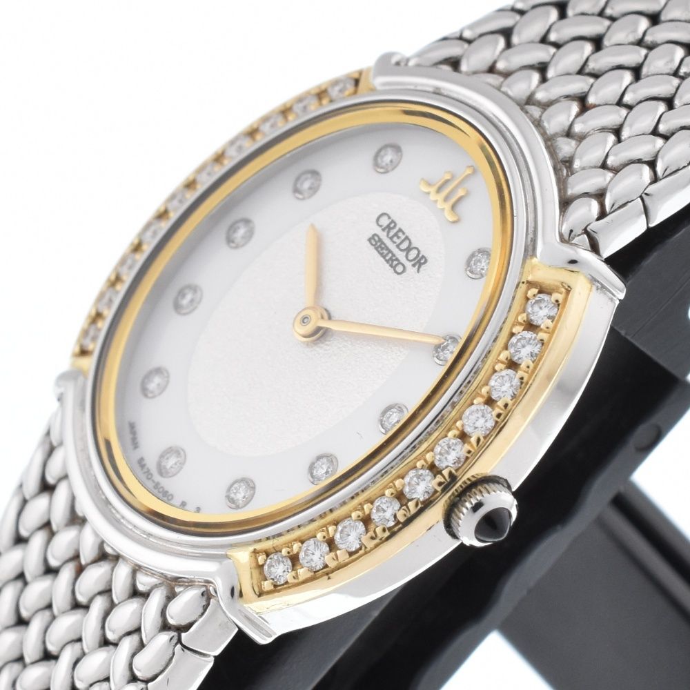 セイコー SEIKO 5A70-3000 クレドール SS/K18/ダイヤモンド クォーツ