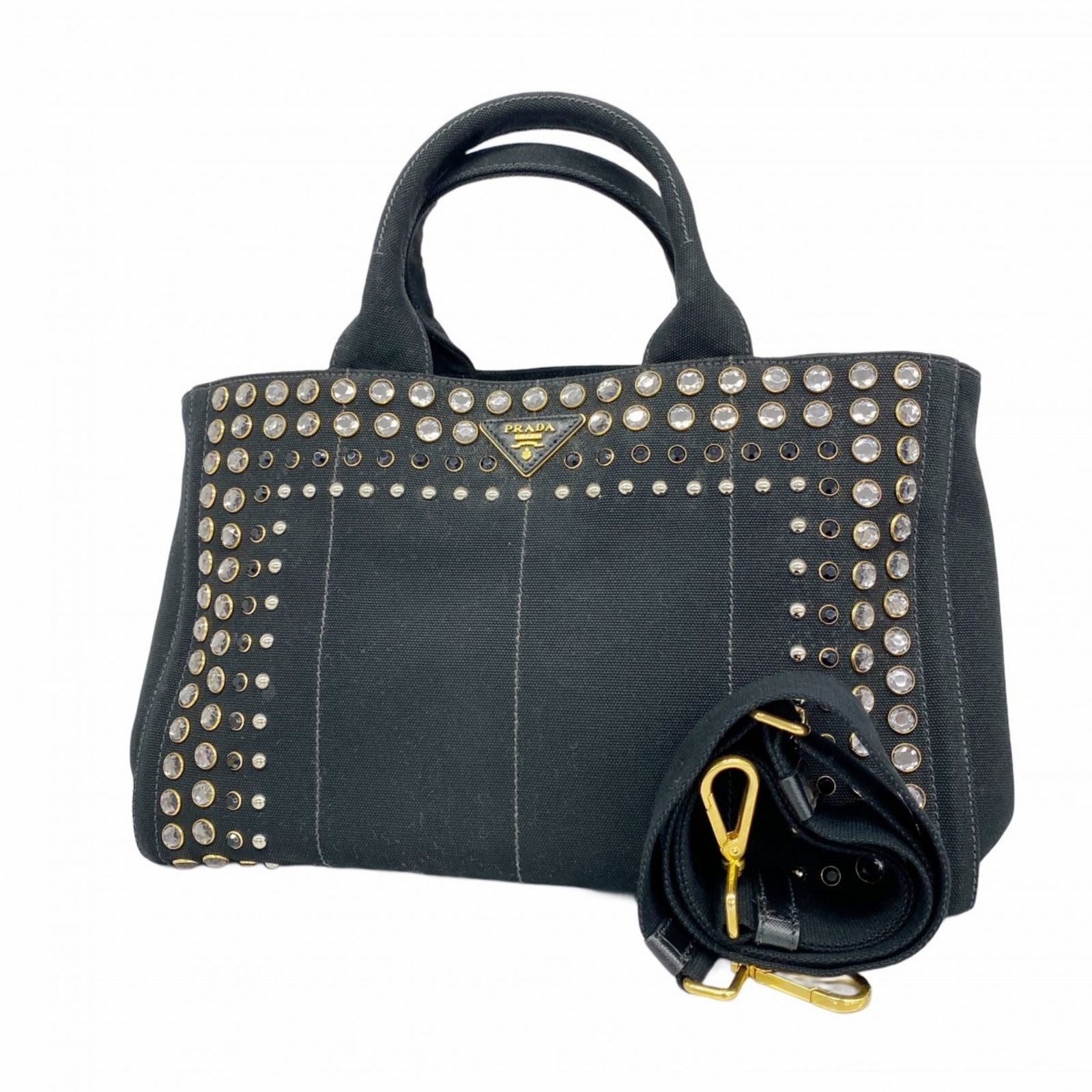 プラダ Prada プラダ トートバッグ カナパ キャンバス ブラック レディース