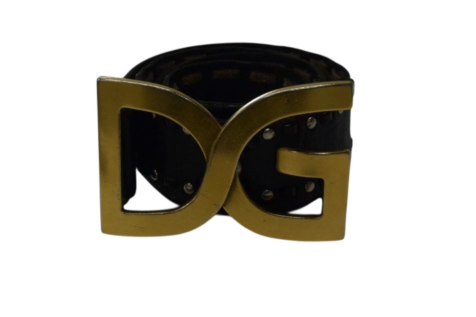 DOLCE-GABBANA ドルチェ＆ガッバーナ ロゴバックルベルト レザー ヴィンテージ ゴールド金具 4b001625