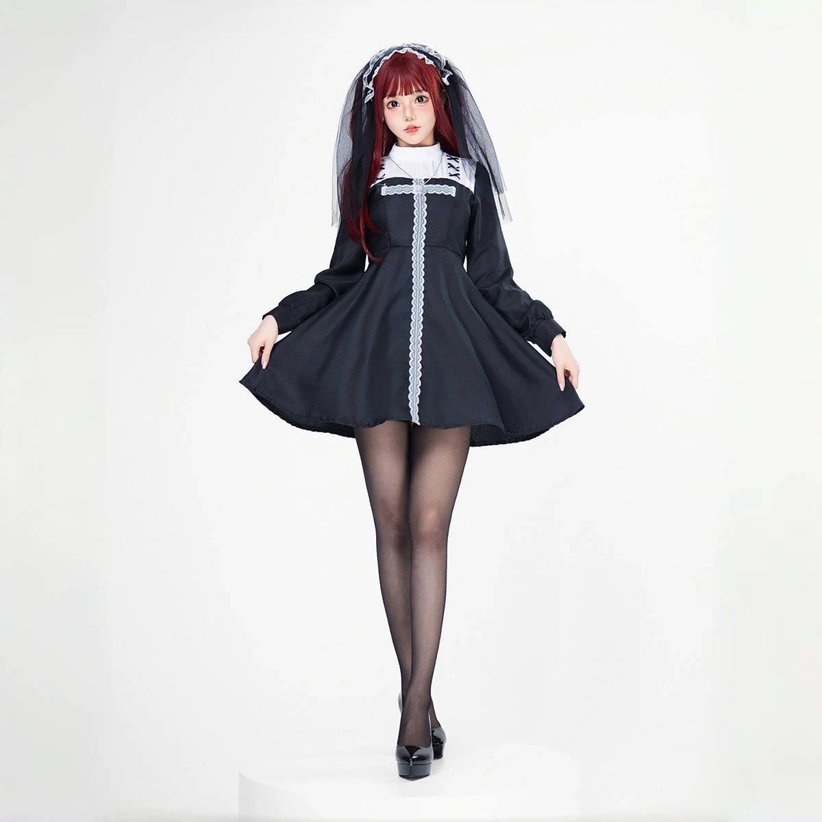 シスター コスプレ 悪魔 ワンピース スカート 十字架 サブカル