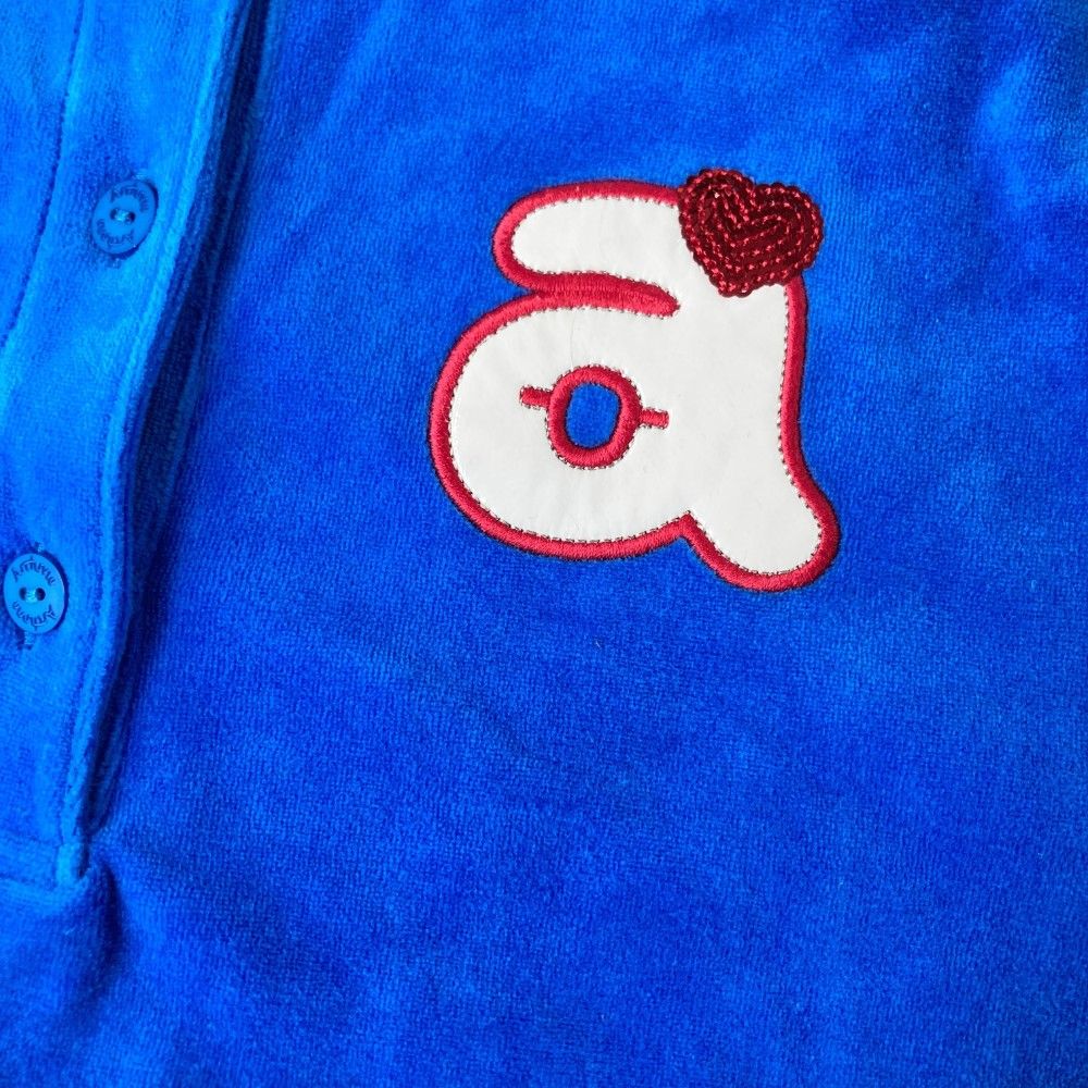 サイズ：38 ARCHIVIO アルチビオ 半袖ポロシャツ ベロア ブルー系