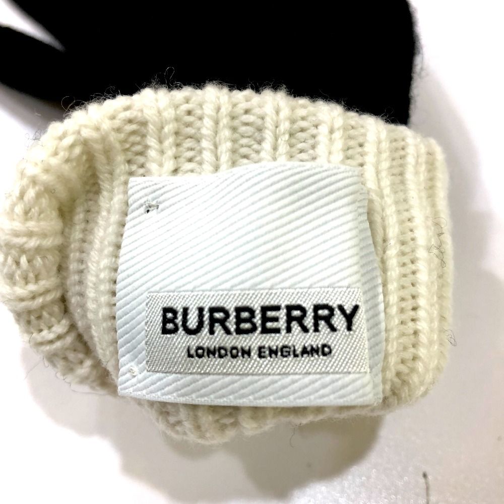 バーバリー ロゴインターシャ カシミアグローブ 手袋 ブラック