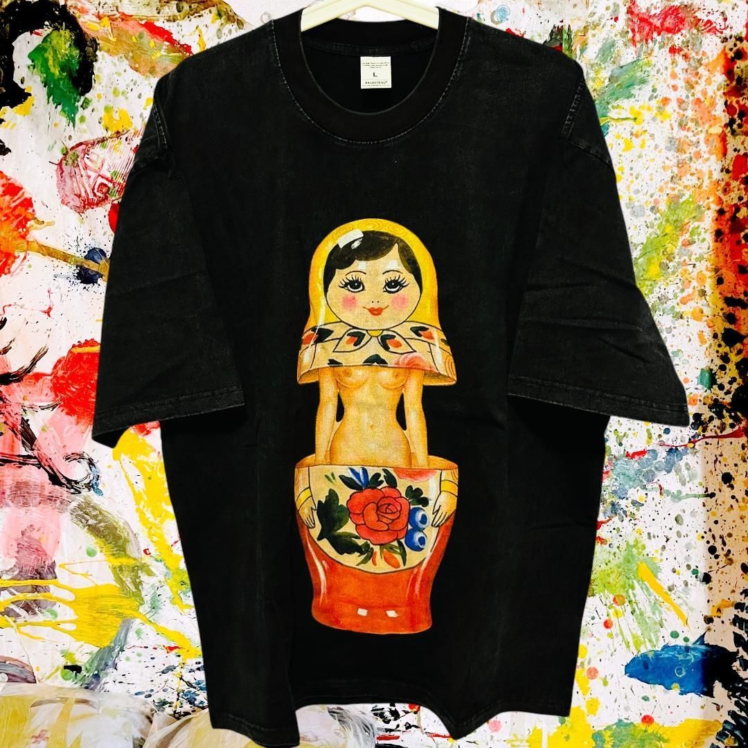 Matryoshka Sexy Chemical Wash T Shirt Short Sleeve Men's Brand New Brand New Unused Retro Unique Wacky Emo Band T Cut & Sewn Aggressive Avant-garde Vintage Reprint Vintage Clothes Favorite Cotton Male Clothing Tops Stylish High Design Male