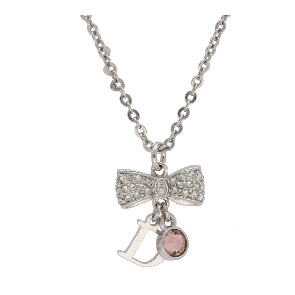 中古】 C.Dior ディオール リボンモチーフ ラインストーン ネックレス