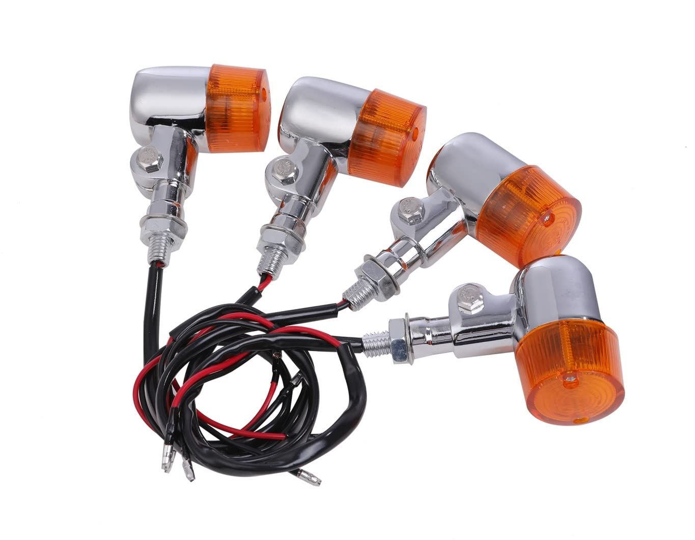 【人気商品】XJR400 SR400 XJ400 ゼファー400 TW225 SRX400 ZRX400 付 Z400FX ステー GPZ400F アルミ 35mm バリオス 4個セット 等 ウインカー ヨーロピアン 汎用品 丸型 (メッキ×アンバー) Cus