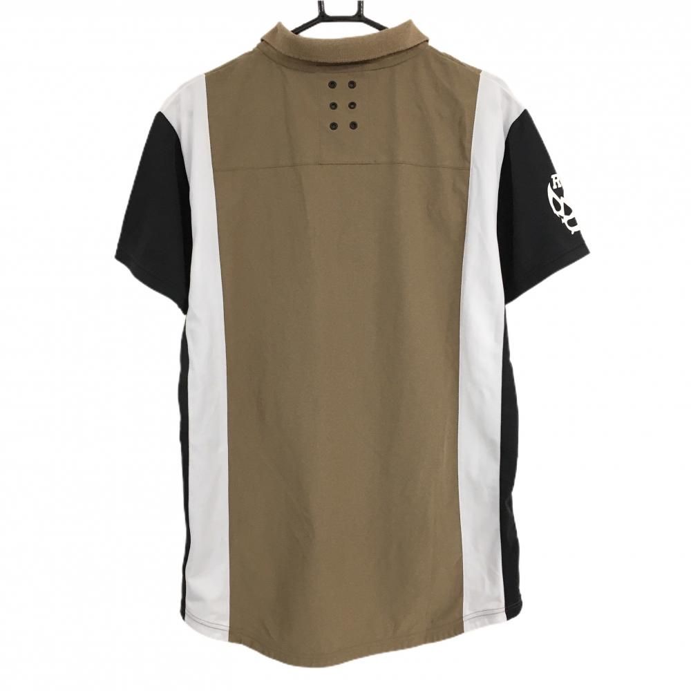 ラッセルノ 半袖ポロシャツ ブラウン×黒 袖ルチャマスク 切替 メンズ 6