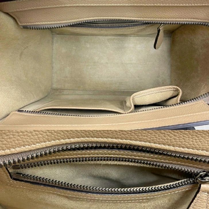 CELINE ラゲージ マイクロ ショッパー レザー ハンドバッグ デューン CELINE ラゲージ マイクロ ショッパー レザー ハンドバッグ