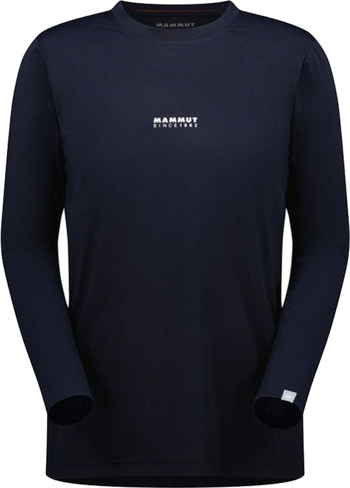 マムート MAMMUT アウトドア QD ロゴ プリント ロングスリーブ Tシャツ アジアンフィット メンズ 男性 長袖Tシャツ 速乾 お出かけ 旅行 ハイキング 買い物 1016-01030 101601030 50364 MARINEPRT1