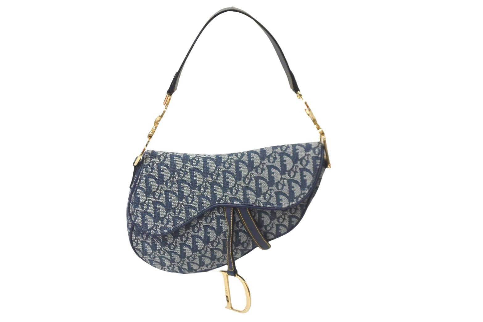 Dior 二つ折り財布 キャンバス ネイビー/ベージュ Dior 二つ折り財布